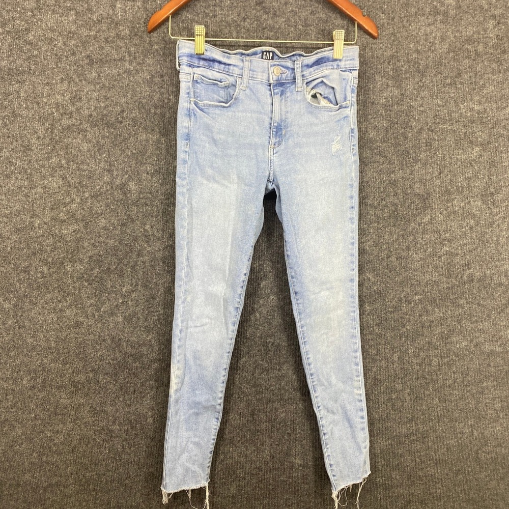 Gap Favorite Jegging Light Wash High Rise Distressed Raw Hem Jeans 2/26 Regular